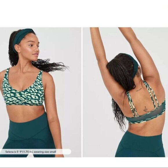 NWT Aerie Offline Goals Sports Bra Deep Forest Green Animal Print - M - Picture 1 of 8